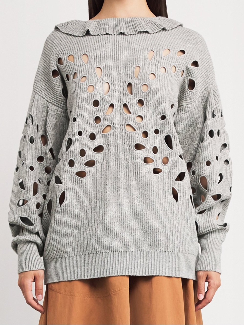 Ulla Johnson Francia oversized cutout ribbed cotton-blend sweater